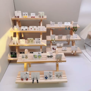 5 Tier Wood Ladder Display Rack Multi-Layer Storage for Jewelry Doll Action Figures Dessert