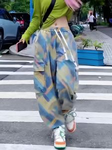 High Waist Floral Wide Leg Pants Womens Fashion Trendy Street Style Loose Floor-Length Trousers Casual Summer plus Size