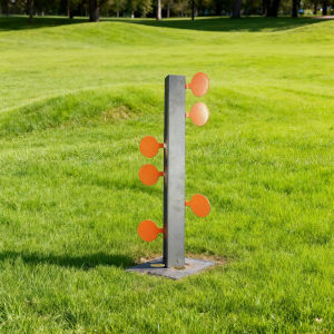 Bright Orange Dueling Tree with 6 Steel Target Plates for Left and Right Swing Shooting Practice