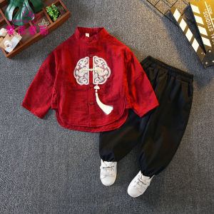 New Chinese Style Childrens Clothing Set Spring Autumn Baby Boys Tang Suit One Year Old Birthday Ceremony Traditional Costume