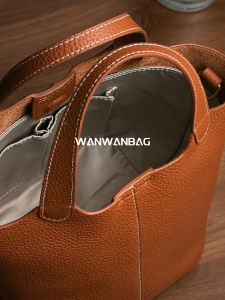 Large Capacity Commuter Basket Inner Bag Handheld Bucket Bag Fashionable European Style Single Strap Pure Color Casual Bag