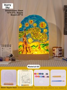 AIERLISHA | DIY Festival Glass Painting Night Light with Tulip and Water Ripples Design