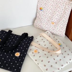 Mismi Eliana Tote Bag Tas Jinjing Wanita Flower Korean Style Shopping Bag Resleting Perempuan Trendy - 38E