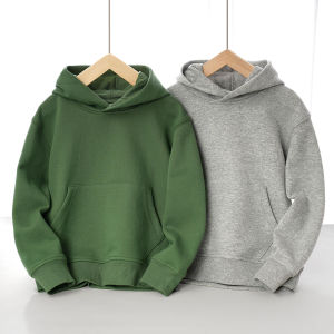 Warm Mesh Hoodie Sweatshirt for Boys And Girls Pure Color Spring Autumn New Style Childrens Clothing Thermal Hat Included