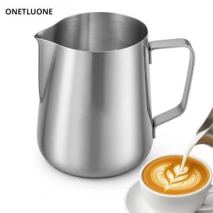 เหยือกตีฟองนม 350/600/1000/1500 มล. ถ้วยตีฟองนมสแตนเลส สำหรับลาเต้ เอสเพรสโซ่ คาปูชิโน่ ถ้วยนม บาริสต้า