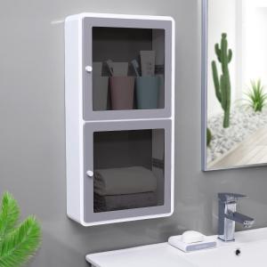 Bathroom Storage Cabinet Wall-Mounted Dual-Door Punch-Free Shelf