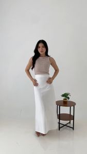 BAGGU Xena Basic Linen Skirt  Offwhite  / Rok Linen / Rok Basic  / Korean Skirt