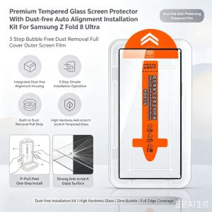 1-2PCS HD Tempered Glass Protector Dust-Free Kit For Samsung Z Fold 8 Ultra 7 6 5 4 3 5G Screen Full Cover 9H Film Anti-Scratch