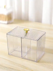 1pc Transparent Single Tier Puff Storage Box Jar Cosmetic Makeup Organizer Cotton