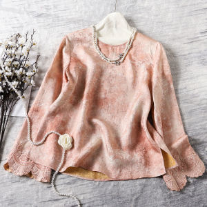 XMO | Elegant Loose Design Gradient Chinese Style Womens Blouse