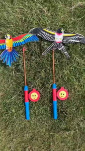 SKISOPGO Colorful Cartoon Eagle Flying Kite Free 30m Kite Line Fishing Rod Handle Outdoor Sport Kite for Kids