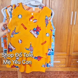 Được chọn mẫu. Bộ tole bé trai (4-40kg). Bộ ba lỗ quần đùi. Có 2 nút cài trước cổ. Phom rộng rãi thoải mái