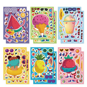 Interactive Fruit Ice Cream Themed Creative Cartoon Puzzle Stickers Educational DIY Scrapbooking Toys for Kids And Parents