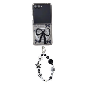 szhaiyu | For Samsung Galaxy Z Flip8 Cover with Stand Chain Clear Cute Black Bowknot Magnetic Phone Case samsung Z FLIP8  For Magsafe Case