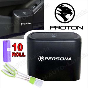 Car Trash Bin Box For Proton Wira Persona X50 Saga Waja X70 Iriz Exora Gen2 Preve Satria Savvy Inspira Perdana Putra Suprima Hanging Trash Can Plastic Bag With Lid Mini Garbage Bin Emblem Logo Home Office Storage Car Accessories Interior