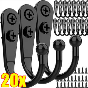 30/20/10Sets Black Alloy Hooks with Screws / Heavy Duty Wall Mounted Hanging Hook / for Coat Towel Bags Caps Hangers / Home Storage Rack Holders