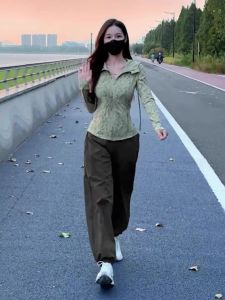 Fancy Fashion Casual Set Womens Autumn Slimming Sports Style Long Sleeves Tops Fashionable Trousers Running Two-Piece Suit