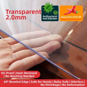 Waterproof and Oil-Resistant Round Tablecloth Transparent PVC