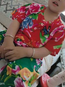 Short-Sleeved Cropped Pants Suit Northeast Fabric Ethnic Style Men and Women Kids Faux Silk Children Kindergarten Baby