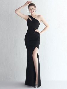 LONG DRES IVORY ONE SHOULDER SCUBA DRESS PESTA PARTY