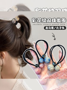 ริบบิ้นผมทรงกลมสไตล์เกาหลีสำหรับผู้หญิง ยางยืดสูง ทรงเรียบง่าย ประดับลูกปัด เครื่องประดับผมสไตล์เกาหลี ริบบิ้นยางยืด