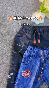 Celana Jeans Cargo Anak Laki-Laki Usia 7-12 Tahun