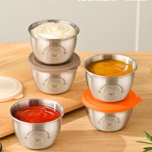 GOOD MOOD BEAUTY with Sealed Lid Seasoning Box Leak-proof Bear Sauce Cup Portable Silicone Cover Condiment Containers