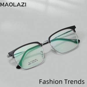 Maolazi thời trang siêu nhẹ Kính Retro vuông kinh doanh Kính mắt thoải mái kính theo toa thuốc quang khung nam 68807l