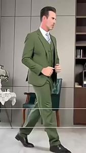 3 Piece Mens Wedding Dress Suits Slim Fit Peak Lapel Blazer+Vest+Pants Groom Tuxedos for Party Formal Suit Elegant Men Clothes