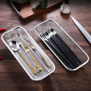 Stainless Steel 304 Kitchen Utensil Storage Box Drain Net Chopsticks Holder Spoon Cage Dishwasher Safe Utensil Caddy
