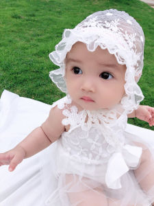 Princess Lace Baby Hat Summer Thin Sunshade Polyester Fiber Infant Cap Girls Sun Protection Cute Baby Headwear round Top