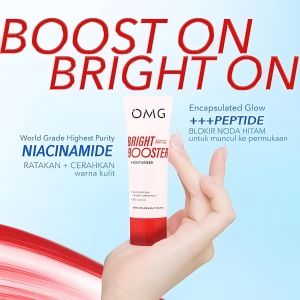 OMG Perawatan Wajah Bright Booster Niacinamide Peptide Moisturizer - Acid Pencerah Essence Hitam Hyaluronic Ceramide Vitamin Hydrating