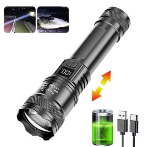 2000LM Bright LED Flashlight for ReadingZoomable Tactical Torch LampPortable Rechargeable Handheld Spotlight for Night Reading