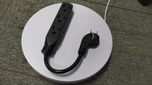 2 US Standard 3-Pin Plug Extension Cord with 3 AC Power Outlets Flat Curved Plug Extension Cord 10cm Black