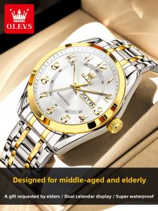 OLEVS | Mens Waterproof Quartz Watch for Elderly
