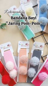 Bando Bayi Perempuan Newborn 0-6 Bulan Pom-Pom Lucu