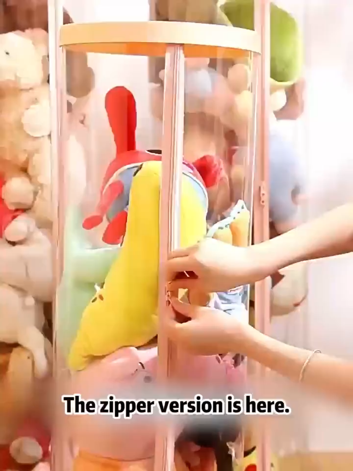 Stuff Toy Organizer Toy Organizer Doll Storage Box Cylindrical Toy Box Rotatable PVC Storage Tube
