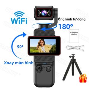Camera Hành Động Cầm Tay 1080P Với Góc Quay 180 Độ ° Ống Kính Tự Động 90 ° Máy Quay Vlog Thể Thao Bỏ Túi Màn Hình Lật Nhỏ Gọn Dành Cho Quay Video Ngoài Trời
