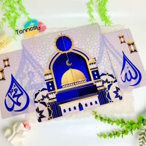 TENNESY Hiasan Dinding Aesthetic 1 Set Kaligrafi Islamic Blue 4 Panel Wall Decor Dekorasi Ruang Tamu