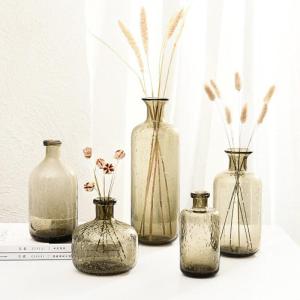 Minimalist Gray Bubbled Glass Vase