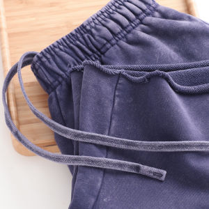 Quần Short Thể Thao Cotton Nguyên Chất Màu Tím Nặng 440g Cho Nam Quần Nỉ Thường Ngày Phong Cách Mỹ Cổ Điển Quần Năm Điểm