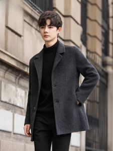 HENGYUANXIANG | Hengyuanxiang Mens Mid-Length Woolen Suit Jacket Double-Sided Woolen Coat Fashionable Urban Style Warmth Winter New Arrival
