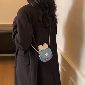 Túi chéo vải denim size mini hình kitty phối nơ đáng yêu cầm tay phong cách Hàn Nhật cho mẹ bé gái