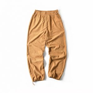 Retro American Corduroy Loose Straight Leg Trousers Elastic Waist Casual Pants for Men Autumn Fashionable City Style Breathable