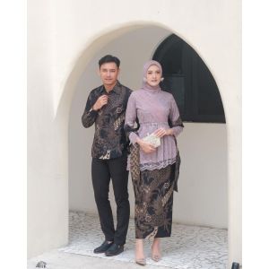 Batik Couple Kebaya Modern Kebaya Wisuda Lamaran Baju Tunangan Batik Brukat Terbaru Baju Couple Kondangan Terbaru 2022 Zafina Series Inggita Mauve