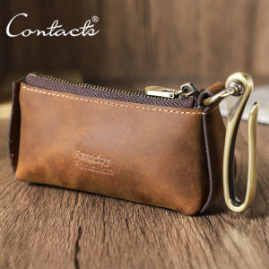 ContactS Genuine Leather Car Key Wallet Famliy Small Key Case Key Holder Organizer Pouch RFID Function Car Key Electronic Lock Car Key Bag