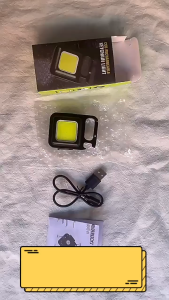 Lampu Mini COB LED Keychain Light Gantungan Kunci Tas Senter Camping 3 Mode Rechargeable Type C