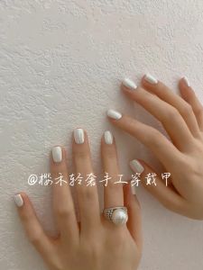 Handmade Wearable Nail Tips Highlight Pearl White Finished Product Nail Art Aurora Single Color High Quality Pure Color