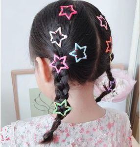 10 packs of childrens BB hair clip female metal paint bangs clip candy color star hair accessories