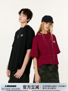 Red Sporty Half Sleeve T-Shirt Shoulder Insert Vintage Summer Casual Cotton round Neck for Men And Women Couples Fashion